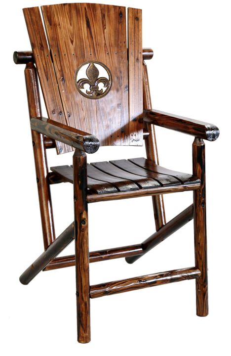 UNITED GENERAL SUPPLY CO INCLeigh Country TX 93733 Char-Log Bar Arm Chair W/Fleur-De-Lis, Brown