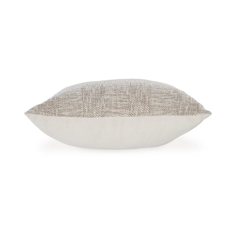 Throw Pillow Set of 4, 20 Inch Square, Brown and White Cotton Woven Texture - Benzara