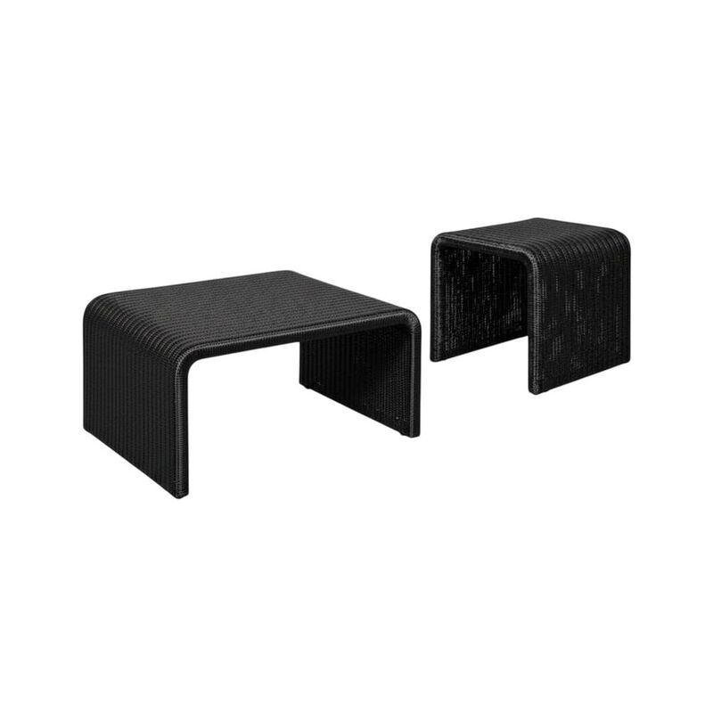 Coaster Cahya 2-piece Rattan Coffee and End Table Set Black