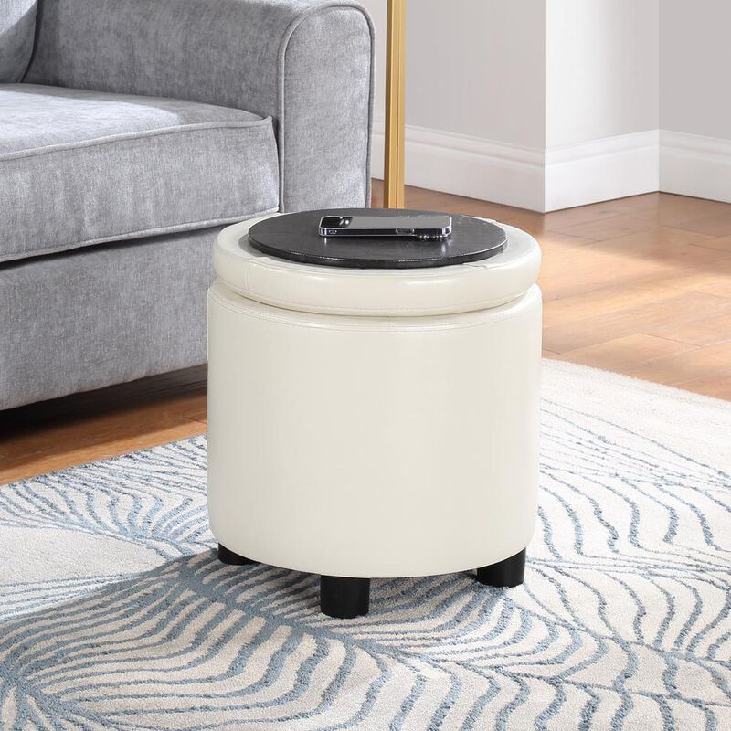 Convience Concept, Inc. Designs 4 Comfort Round Accent Storage Ottoman with Reversible Tray Lid