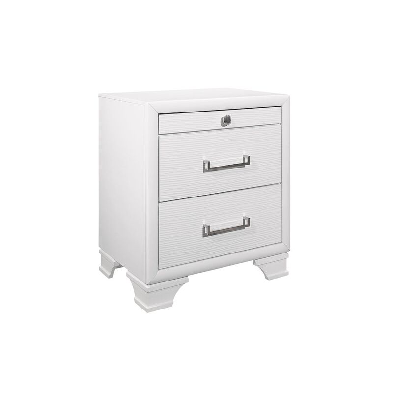 Global Furniture USA Transitional Glam Jordyn White Nightstand, White image number 2