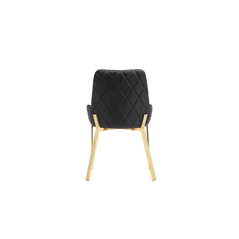 Pangea Home Hudson Diamond Tufted Chair Gold/Black Faux Leather - Set Of 2