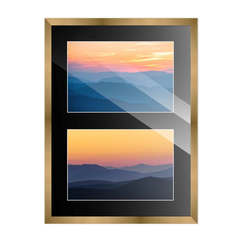 8x10 Wood Collage Frame with Black Mat for 2 4x6 Pictures