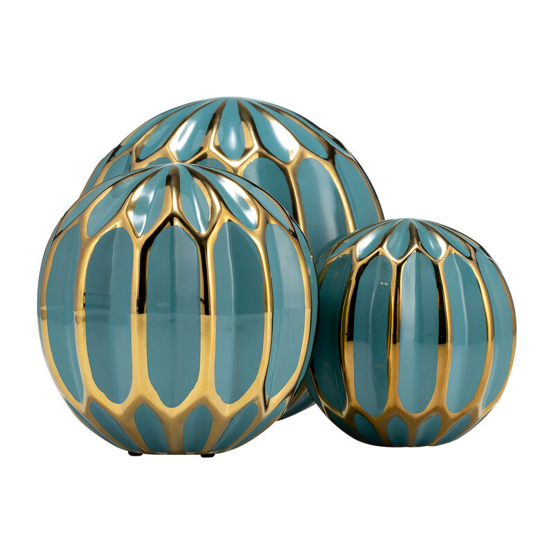 Ceramic S/3 Orbs, Turq/Gold image number 4