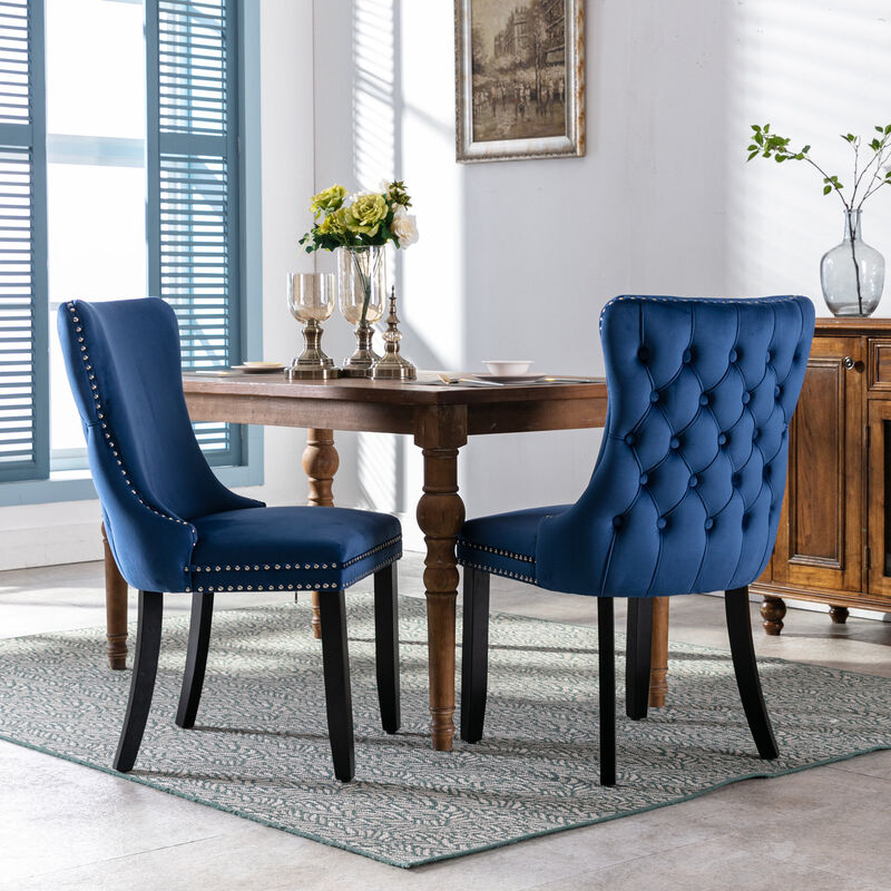 Streamdale Blue Upholstered Dining Chairs, Set of 2