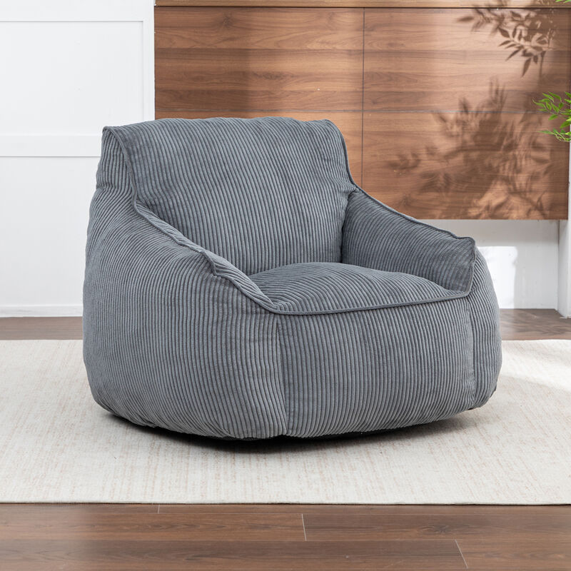 GOODSILO Ergonomic Corduroy Bean Bag Sofa Chair with Armrests for Comfortable Lounging and Relaxation in Any Living Space image number 9
