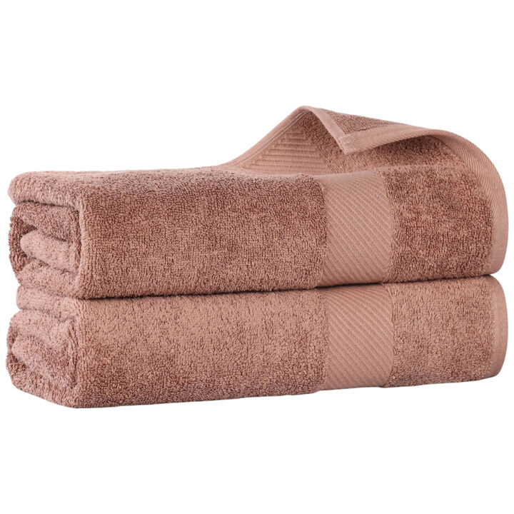 2-Piece Egyptian Cotton Bath Sheet Set &ndash; Luxury Soft & Thick Towels with Border