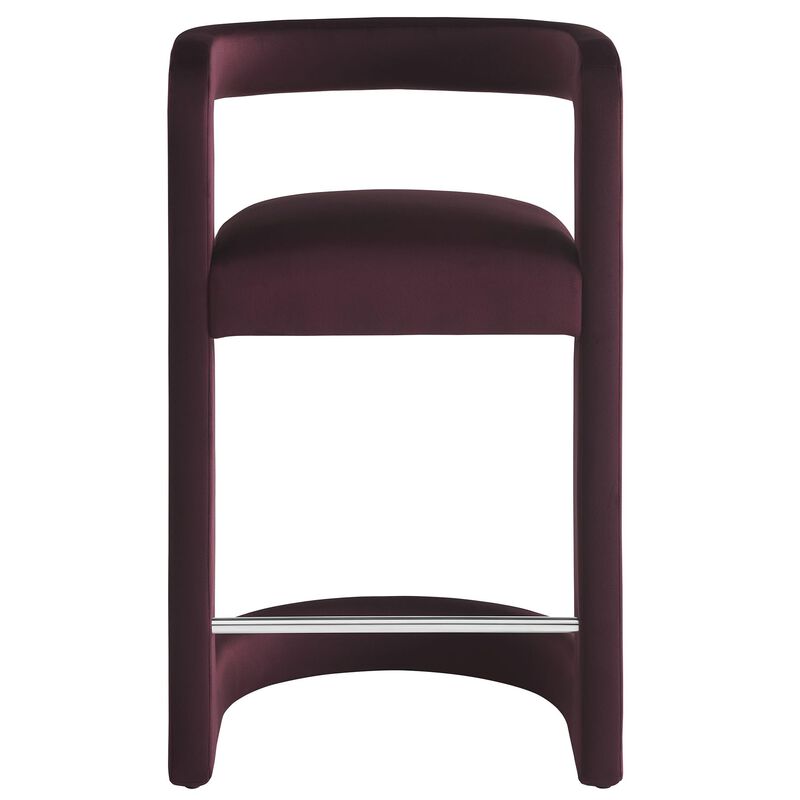 Modway Winslow Performance Velvet Counter Stool with Stainless Steel Footrest in Mulberry image number 7
