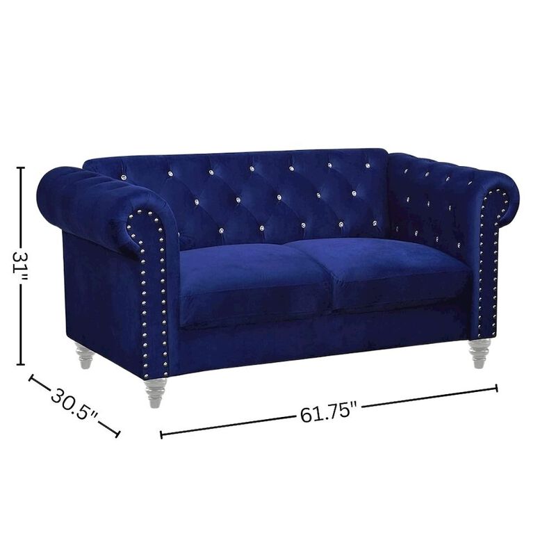 2-Piece Blue Couch Set &ndash; Sofa and Loveseat Sofas for Living Room Set image number 3