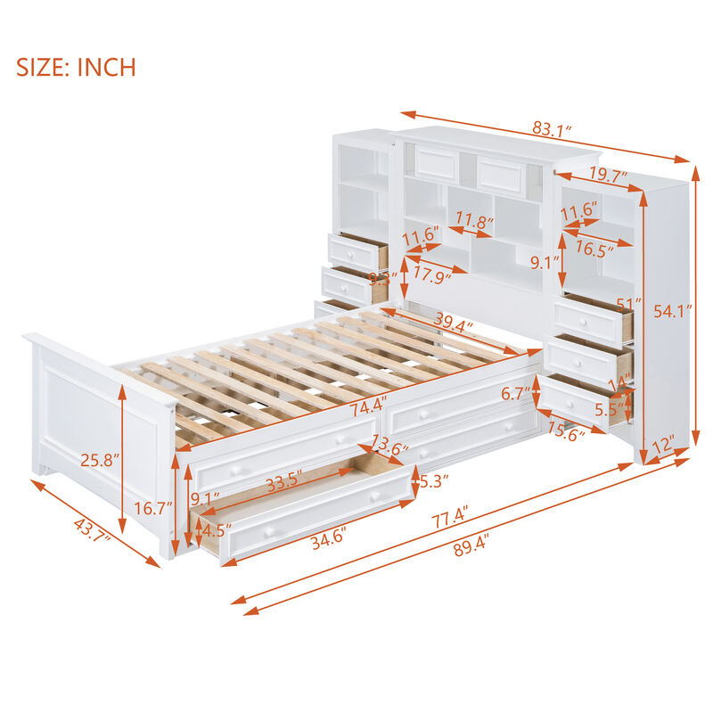 Merax Platform Bed with Storage Headboard image number 9