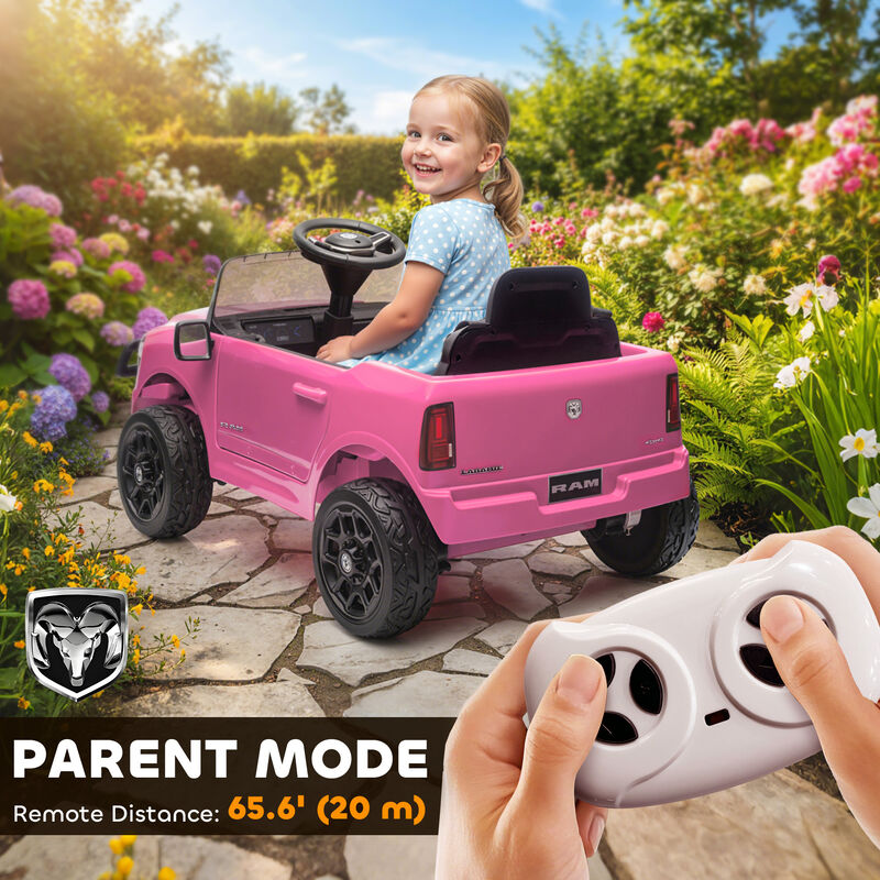 BreeBe 12V Kids Ride on Car, Licensed Dodge RAM 3500 Ride on Toys with Dual Motors, Remote Control image number 4