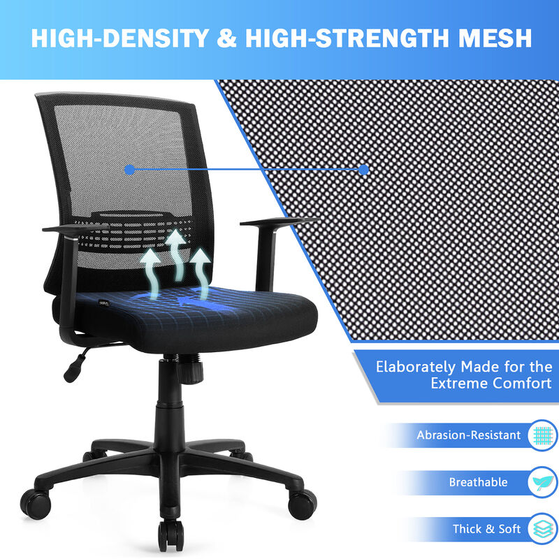 Costway Height Adjustable Mesh Office Chair  Task Chair  w/Lumbar Support
