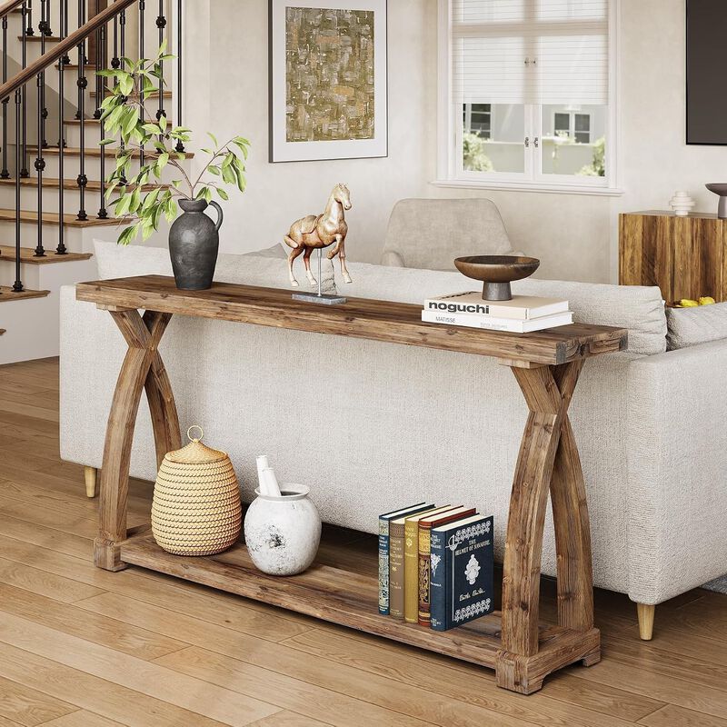 Tribesigns Farmhouse 2-Tier Console Table image number 3