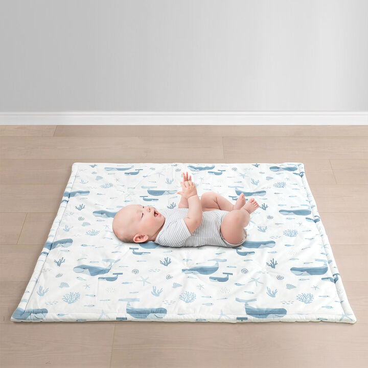 Seaside Baby Square With Border Play Mat Blue Single 35X35