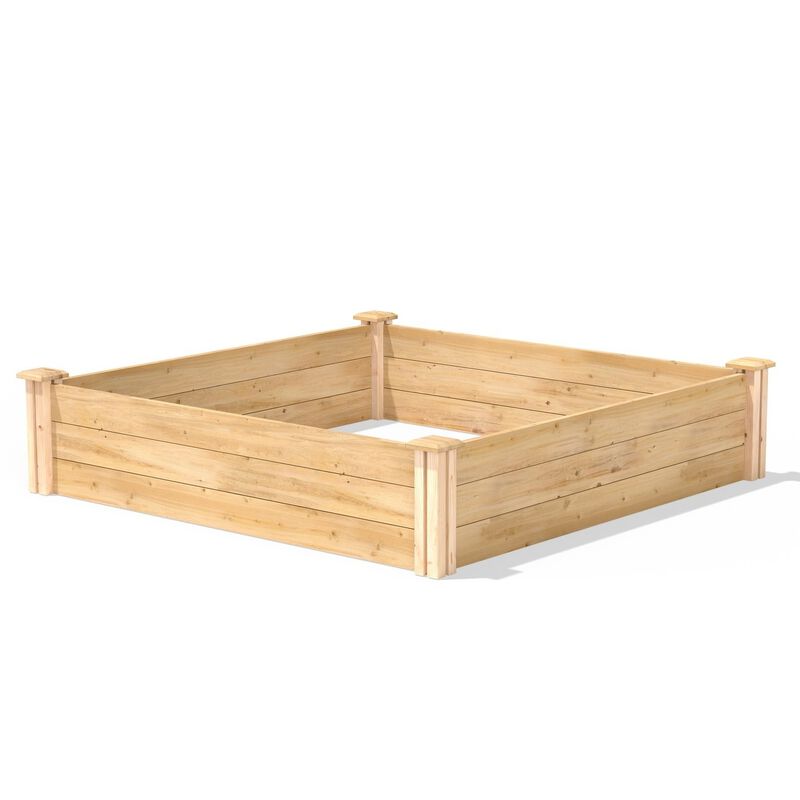 QuikFurn 4ft x 4ft Outdoor Pine Wood Raised Garden Bed Planter Box