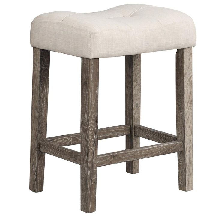 Best Master Furniture Vitaliya Antique Natural Oak Linen Counter Height Stools, Set of 2