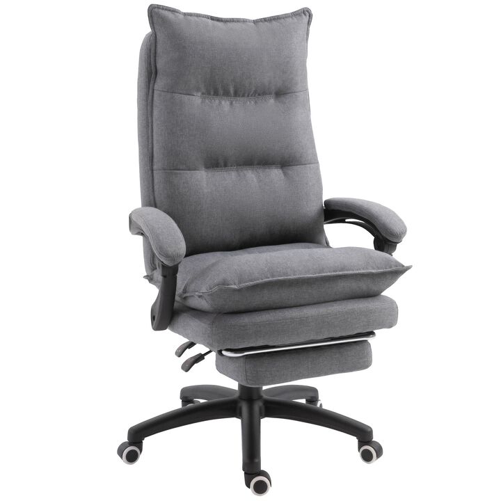 Gray Executive Comfort: 360 Swivel Office Chair with Retractable Footrest