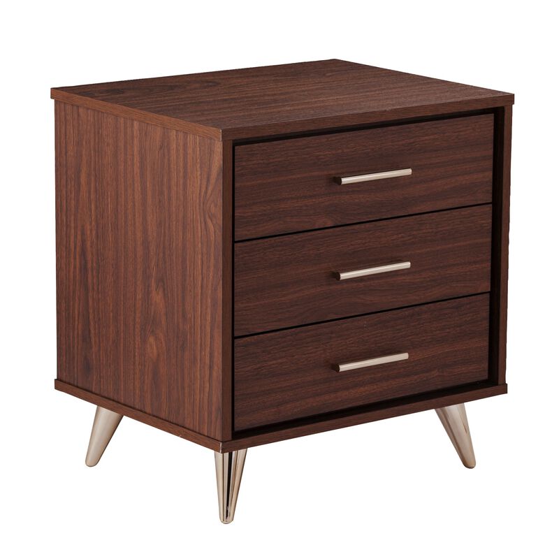 SEI Furniture Oren Bedside Table w/ Drawers, Brown