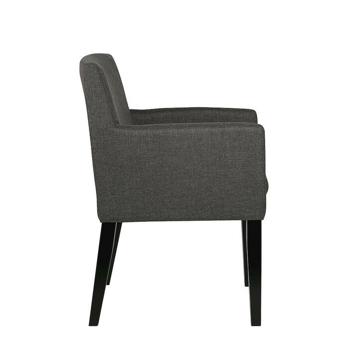 Simple Relax Set of 2 Fabric Upholstered Dining Arm Chairs in Charcoal Grey and Black