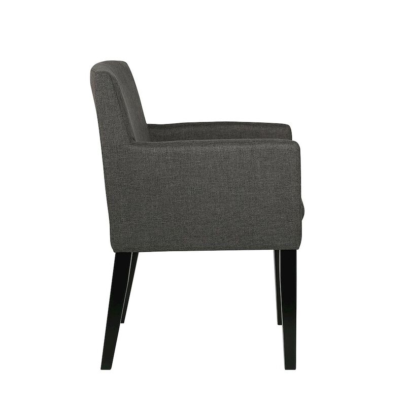 Simple Relax Set of 2 Fabric Upholstered Dining Arm Chairs in Charcoal Grey and Black image number 1