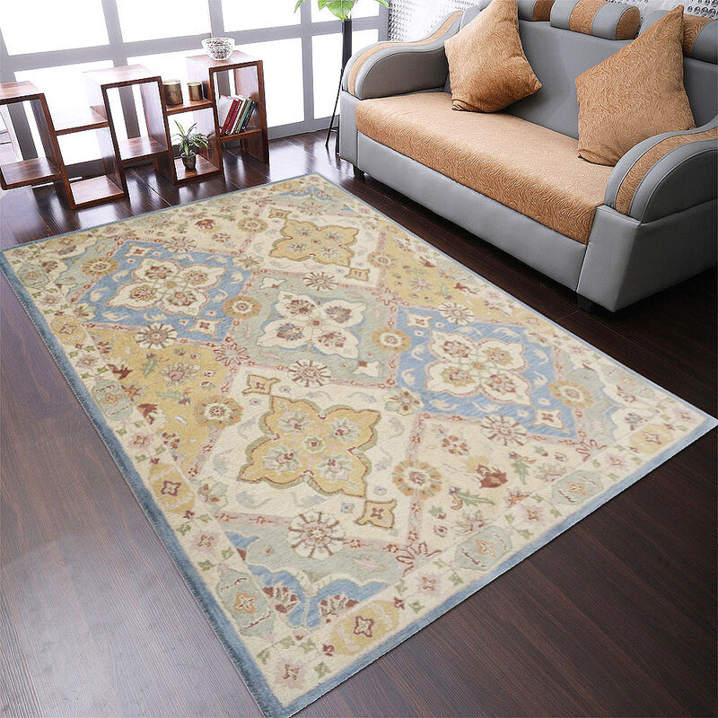 RUGSOTIC CARPETS HAND TUFTED WOOL ECO-FRIENDLY AREA RUGS  - 3'6''x5'6'', Rectangle Shape, Multicolor, Classic Oriental Traditional  Design, High Pile Thick Handmade Anti Skid Area Rugs (K0TM15)