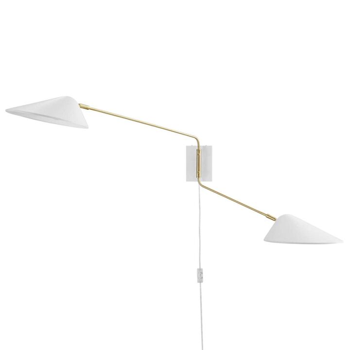 Modway Journey 2-Light Swing Arm Wall Sconce with White Finish EEI-5294-WHI