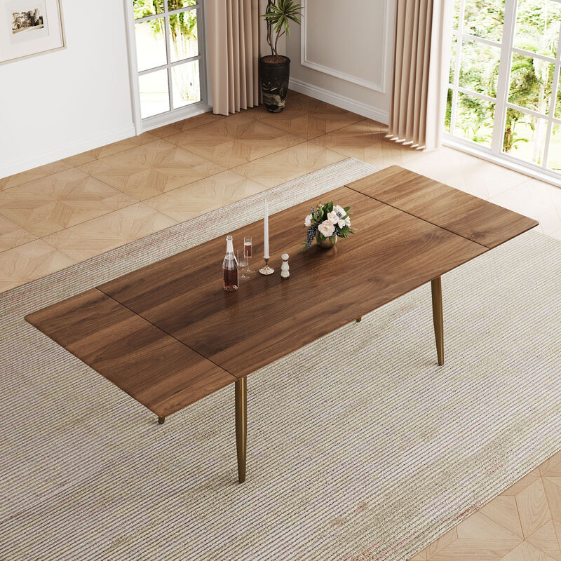 Extendable Dining Table, Seats 6-10, 62.9-94.4" Walnut