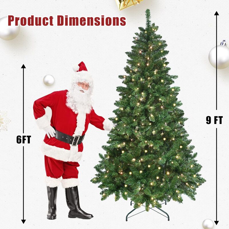 9 ft. Green Christmas Tree Pre Lit with 620 WiFi Controlled RGB LED Lights with Metal Stand