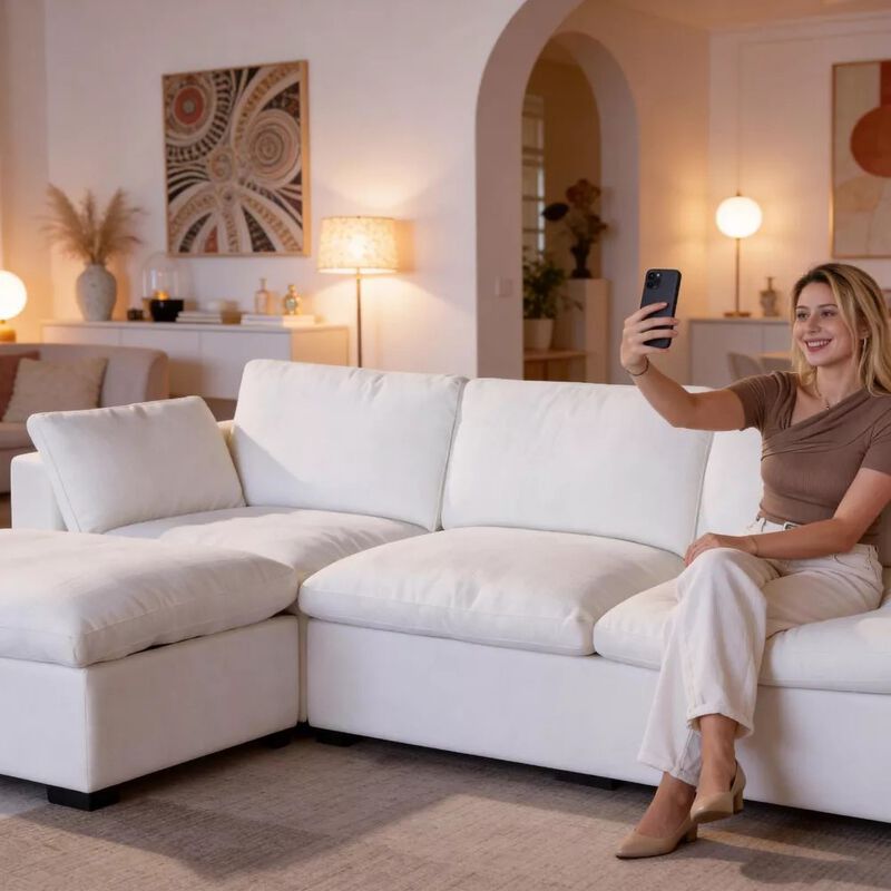 120" Modular Sectional Sleeper Sofa, 6-Seat Couch Bed with Storage Ottoman Deep Seat for Living Room image number 4