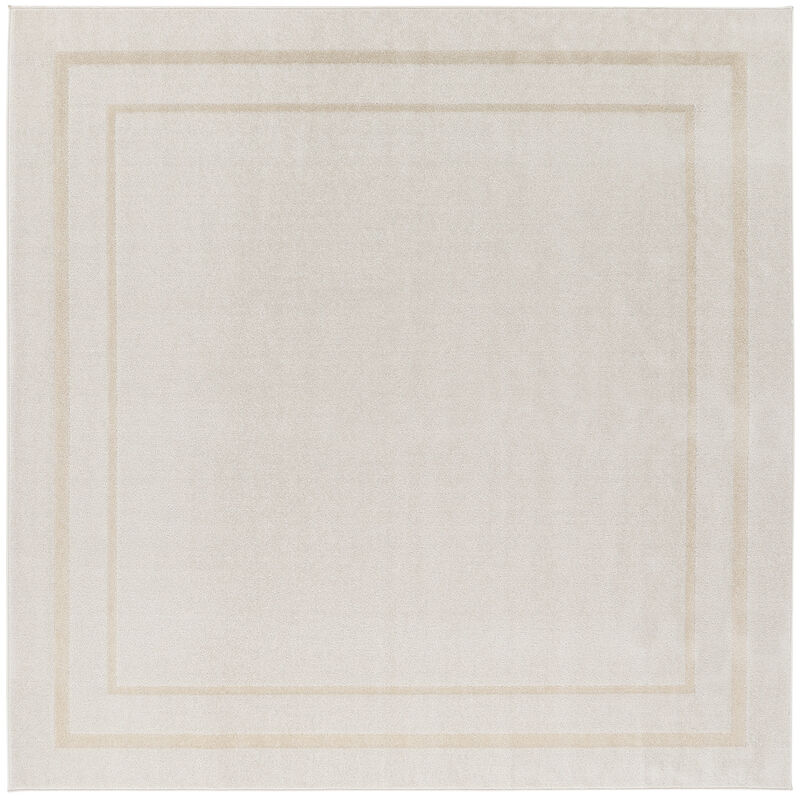HomeRoots 7' Ivory And Gold Square Indoor Outdoor Area Rug image number 0
