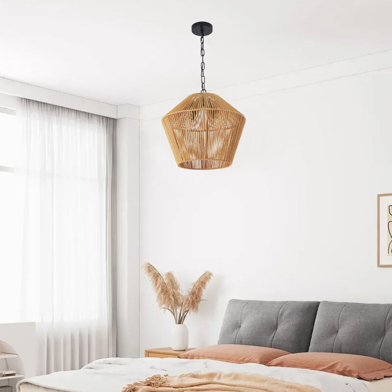 ELEMENT ACE Handcrafted Natural Hemp Rope Pendant Light Fixture with Adjustable Height for Kitchen Island Dining Room or Bedroom image number 4