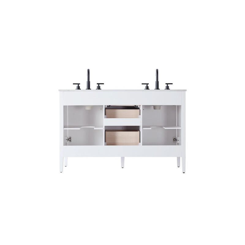 Elegant Kitchen and Bath 54 inch Double Bathroom Vanity in White