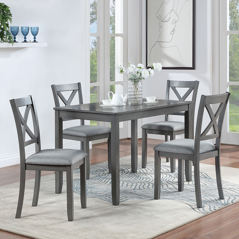 Riflil 5‑Piece Farmhouse Dining Set image number 1