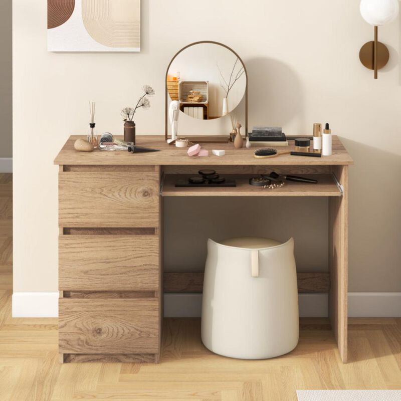 Computer Desk with Power Outlet Keyboard Tray and 3 Large Drawers