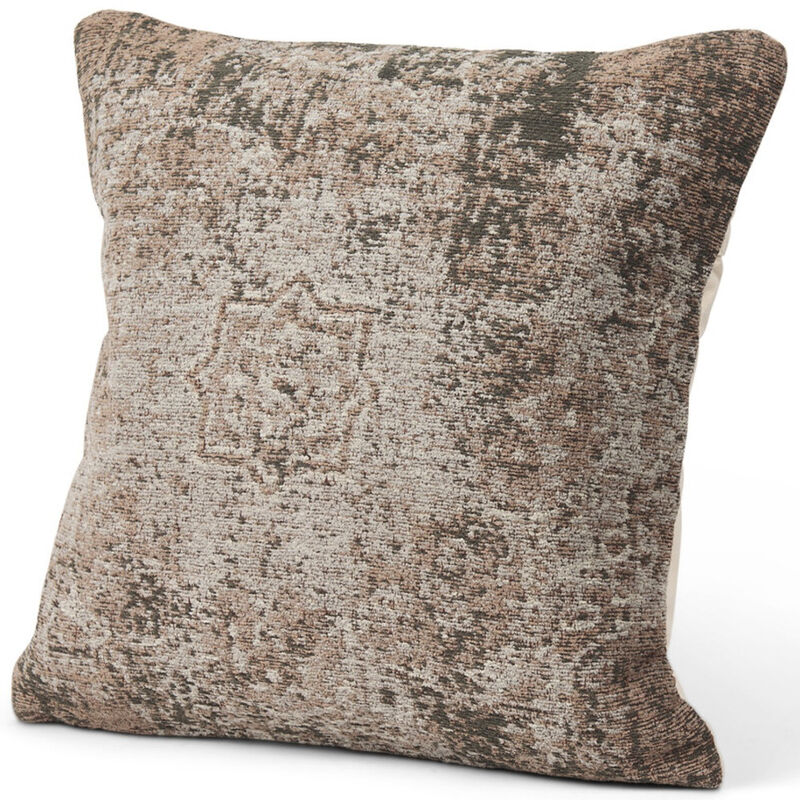 HomeRoots 20" Taupe Chenille Throw Pillow Cover with Texture image number 2