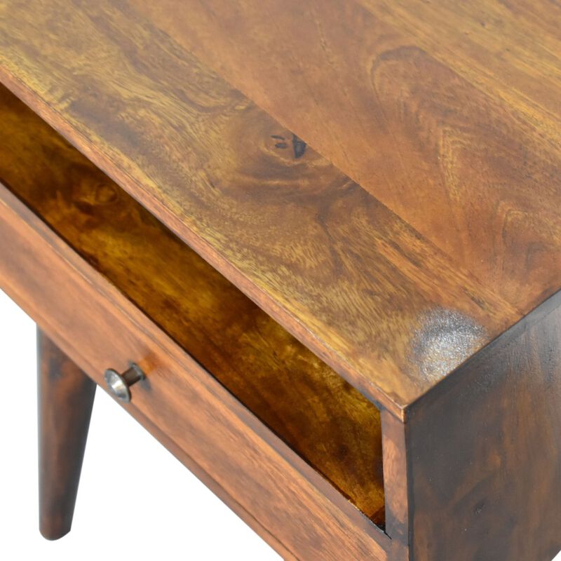 Modern Chestnut Solid Wood 1 Drawer  NightStand