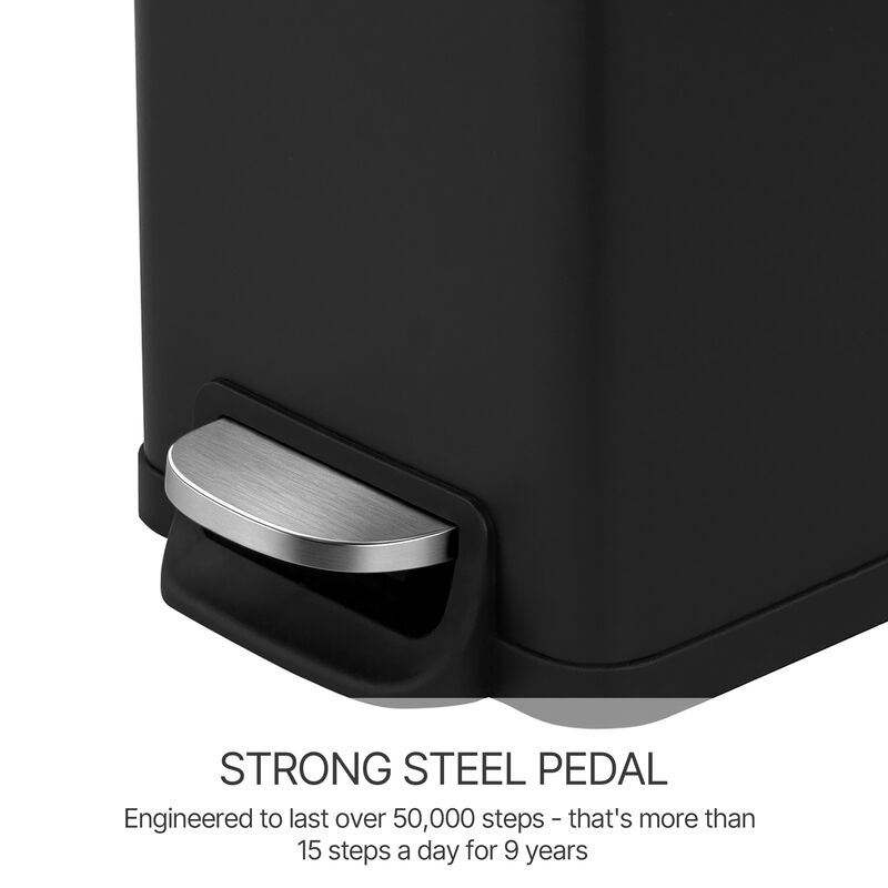 Innovaze 11.9 Gal./ 45 Liter  Slim Stainless-Steel-Made Matt White Step-on kitchen Trash Can image number 8