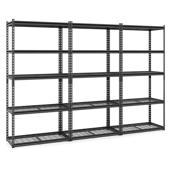 Set of 3 5-Tier Heavy-Duty Wire Shelving Unit with Adjustable Metal Racks