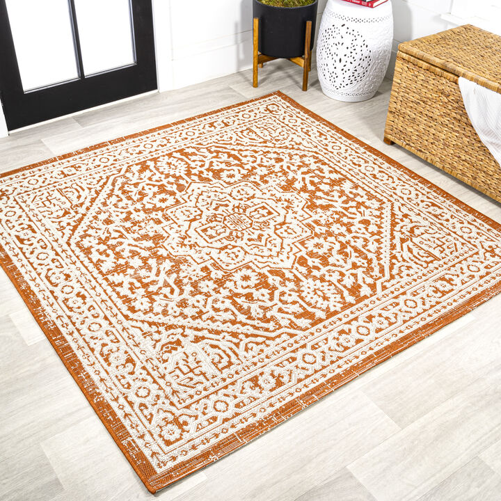 Sinjuri Medallion Textured Weave Area Rug