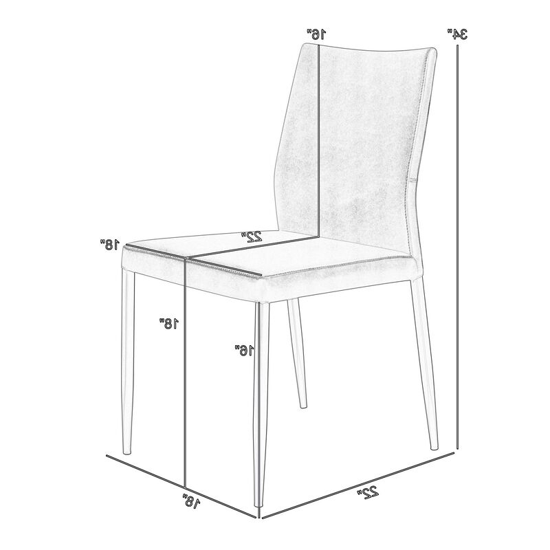 Ash 22 Inch Dining Chair Set of 2, Brown Faux Leather, Tall Curved, Black - Benzara