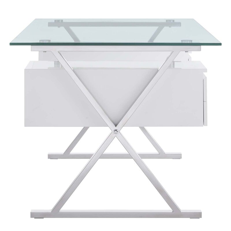 Modway EEI-6226-WHI Sector 71" Glass Top Glass Office Desk, White image number 4