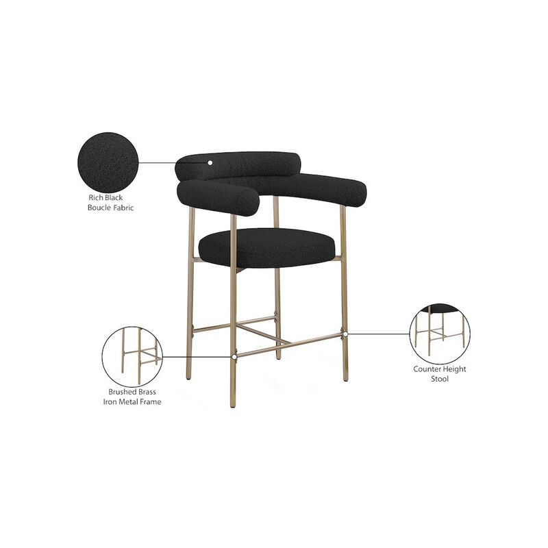 Meridian Furniture Blake Boucle Fabric Counter Stool, Set of 2