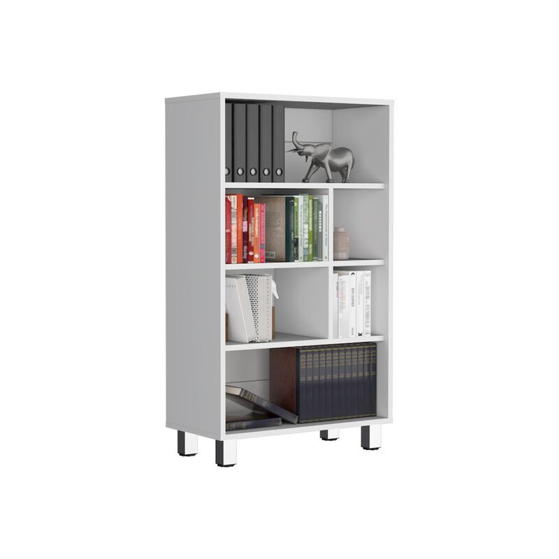 Akiak Bookcase, 6 shelves, 4 legs, White