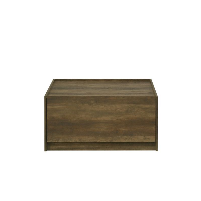 Travon 31.5"W Oak Finish Square Coffee Table with 2 Drawers
