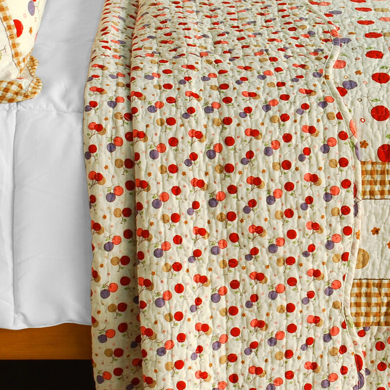 Queen Size Cotton 3-Piece Vermicelli Quilted Printed Quilt Set with Matching Shams image number 3