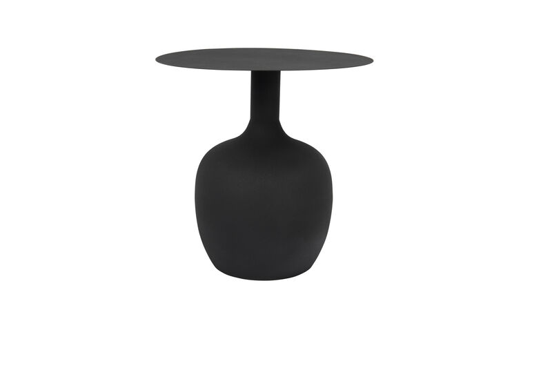 Modern Textured Round Metal Side Table, Black image number 0