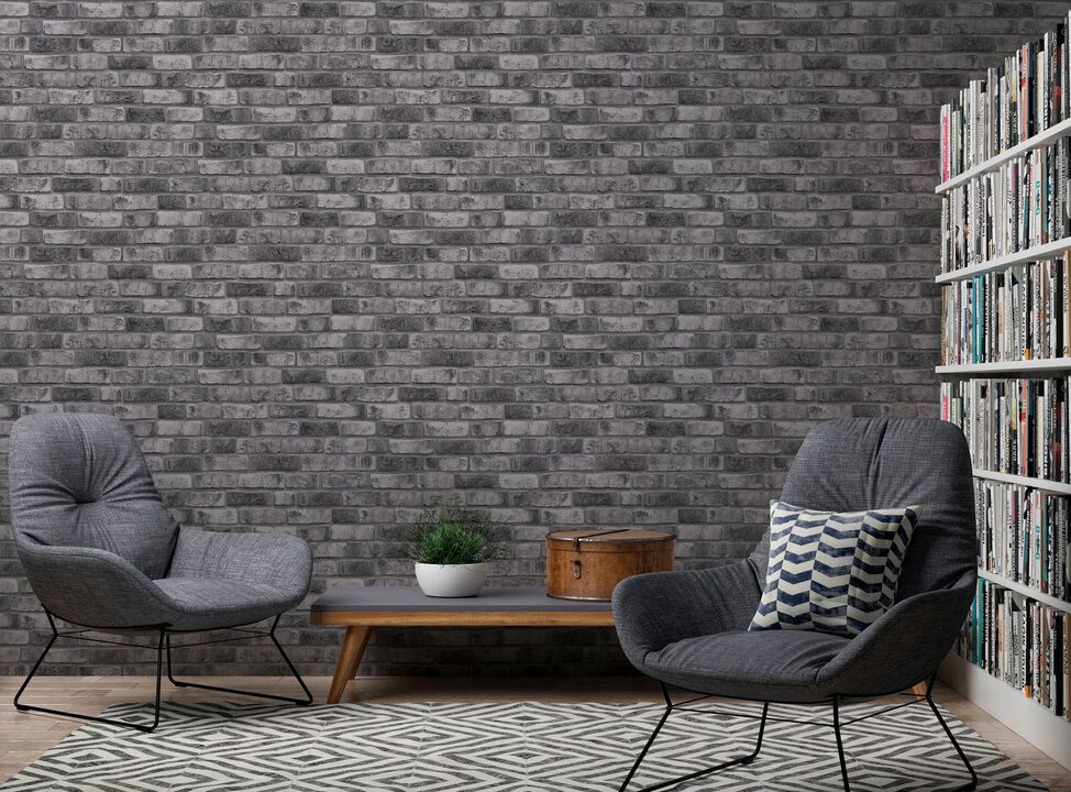 The Bricks And More Weathered Walls Motif Silver Grey Wallpaper BB51111