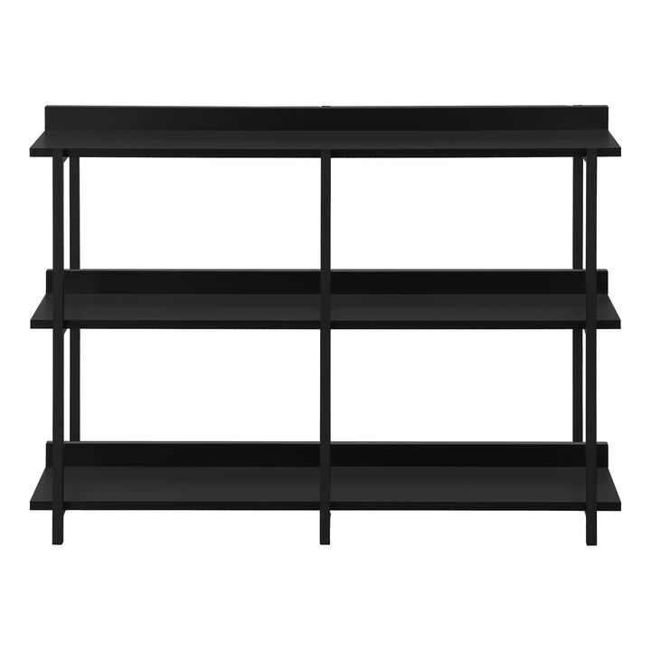 HomeRoots 47" Black Wood and Metal Frame Console Table With Three Shelves