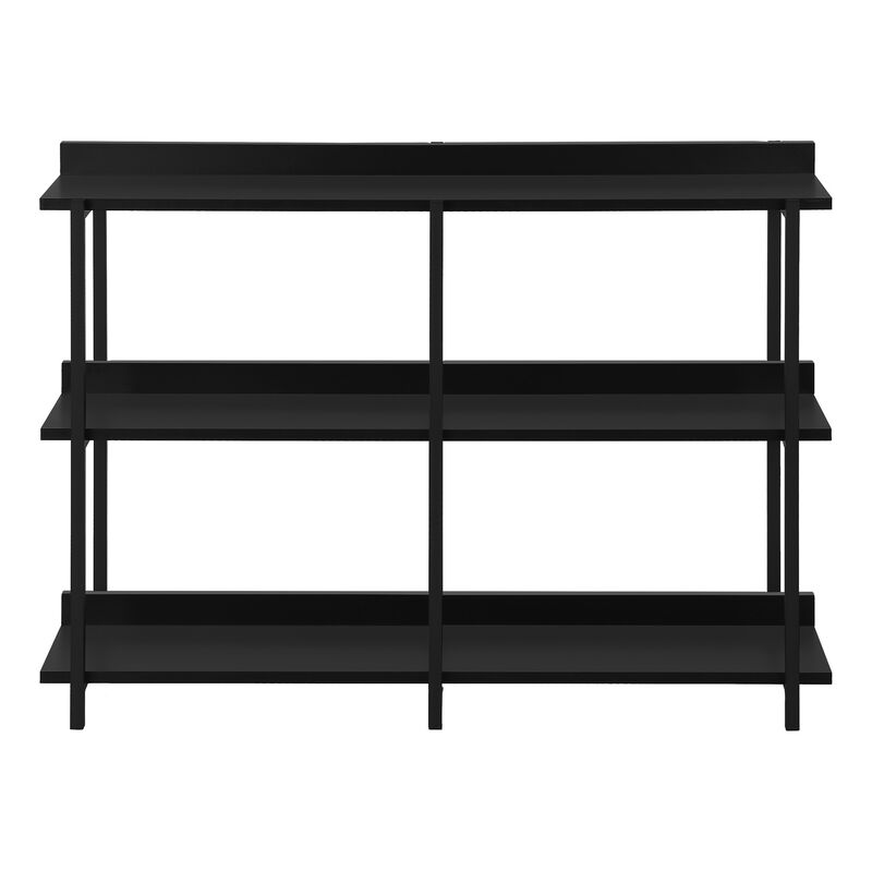 HomeRoots 47" Black Wood and Metal Frame Console Table With Three Shelves image number 0