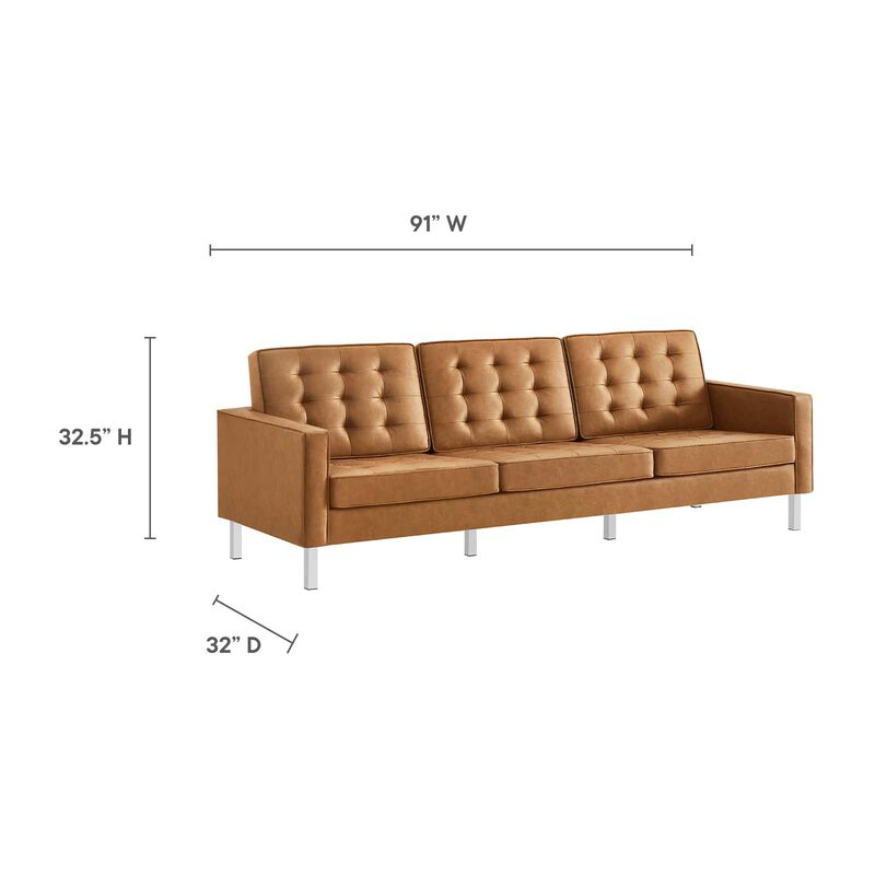 Loft Tufted Vegan Leather Sofa